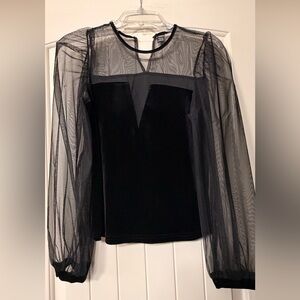 SHEIN Black Mesh Sleeve Blouse